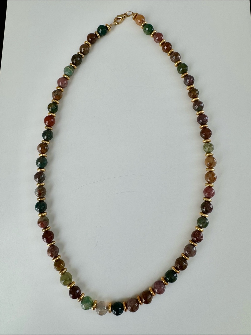 Multicolor Faceted Bead Necklace with Gold Spacers